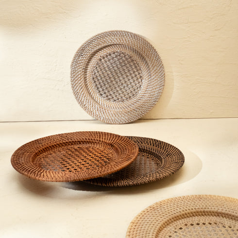 Rattan Charger Plates in 4 colours - Coastal Villa Homeware