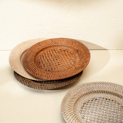Rattan Charger Plates in 4 colours - Coastal Villa Homeware