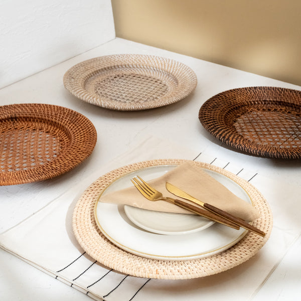 Rattan Charger Plates in 4 colours - Coastal Villa Homeware