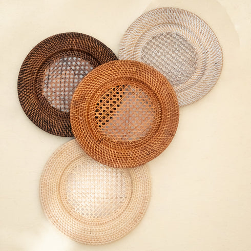 Rattan Charger Plates in 4 colours - Coastal Villa Homeware