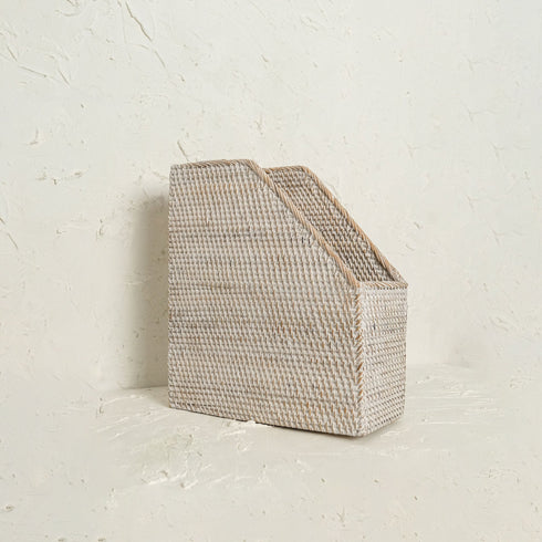 Rattan File Holder - Magazine Holder and a4 docment - Coastal Villa Homeware