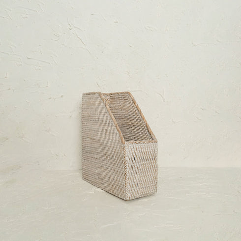 Rattan File Holder - Magazine Holder and a4 docment - Coastal Villa Homeware