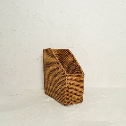 Rattan File Holder - Magazine Holder and a4 docment - Coastal Villa Homeware