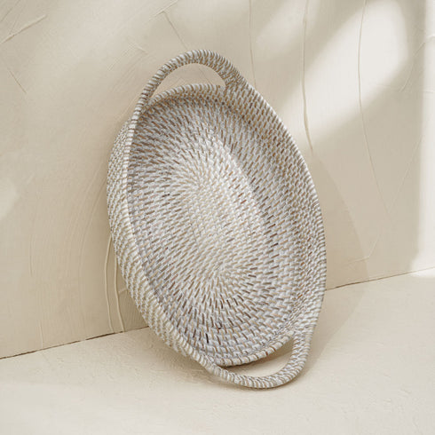 Oval Shape Rattan Tray