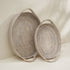 Two Set Oval Shape Rattan Tray