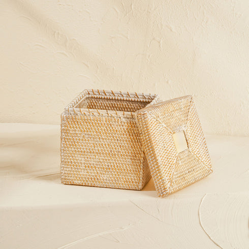 Square Rattan Tissue Cover - Wicker Tissue Boxes - Coastal Villa Homeware
