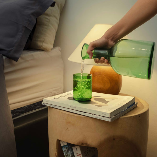 Carafe with glass lid - Green and Amber