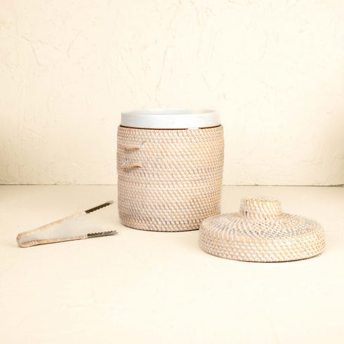 Seau à glace isolé en rotin avec pinces - 3 couleurs