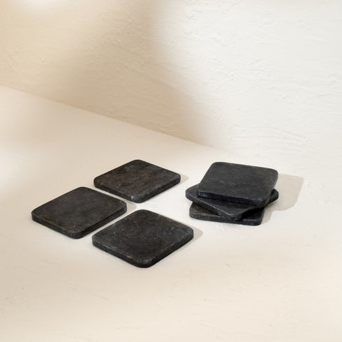 Handmade Real Marble Drink Coasters – 3 Shapes, 4 Natural Colours