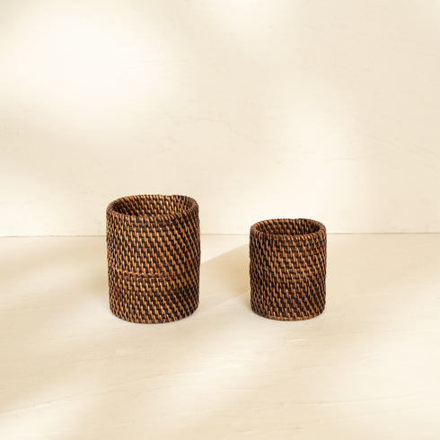 Pen and pencil holder rattan pot