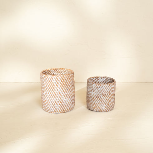 Pen and pencil holder rattan pot