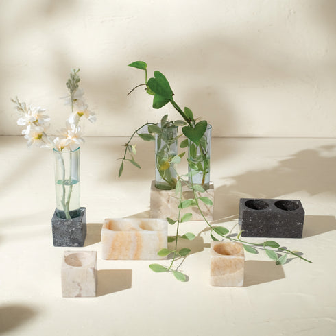 Beige marble propagation holder glass tube plant decor home