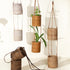 Honey brown rattan hanging planter double pot handwoven indoor