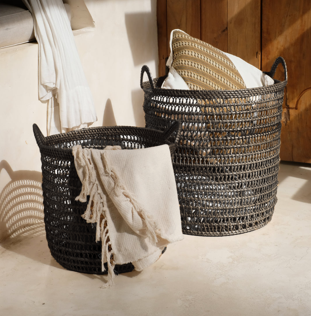 Rattan Laundry Basket Washing basket sale Basket for blankets Coastal Villa Homeware