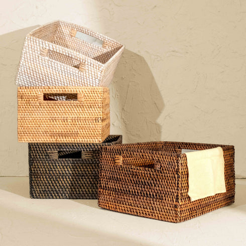 Natural rattan storage basket without lid 35cm handwoven wicker