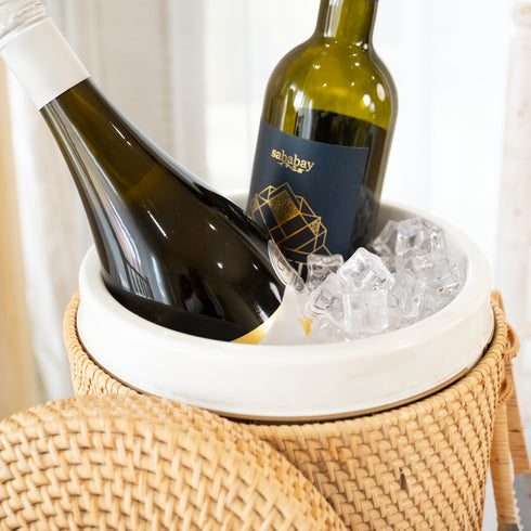Rattan Insulated Ice Bucket with Tongs - 3 colours