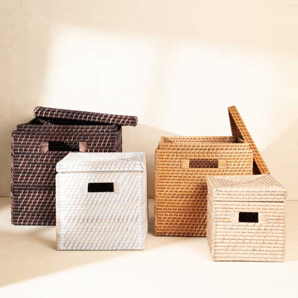 Square Rattan Storage Baskets