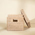 Square rattan storage basket handwoven wicker dark brown finish
