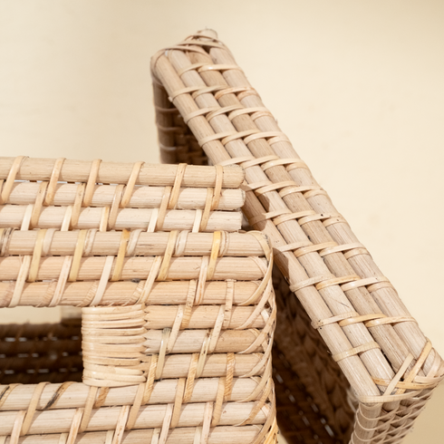 Square rattan storage basket handwoven wicker set of three