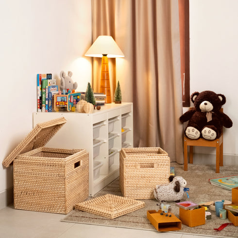 Square Rattan Storage Baskets