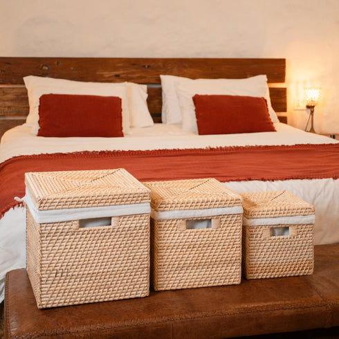 Square Rattan Storage Baskets