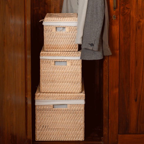 Square Rattan Storage Baskets