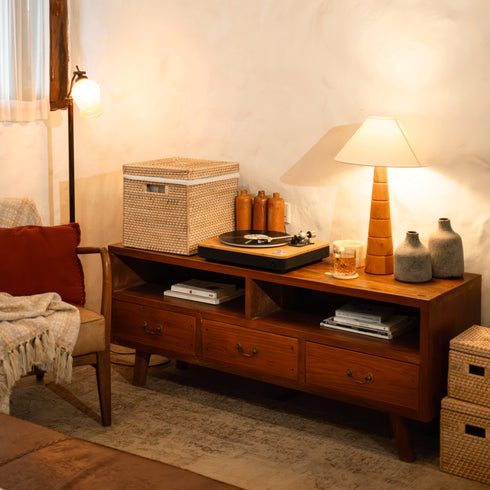 Square Rattan Storage Baskets