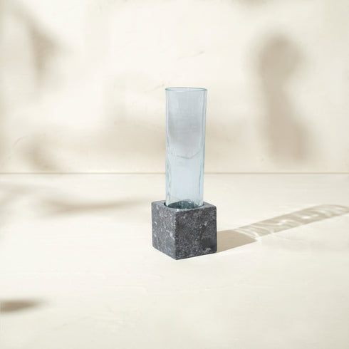 Marble propagation holder with glass tube plant cutting display