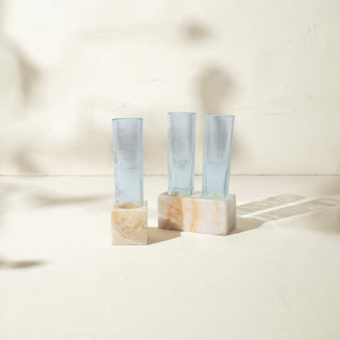 Marble propagation holder glass tube genuine stone plant decor