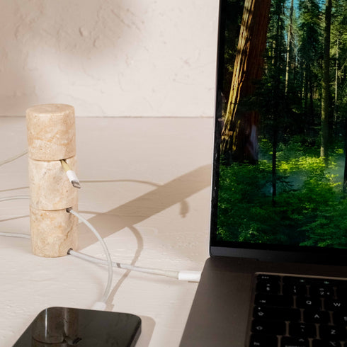 Cable Pillar Tower | Marble Cable Tidy and Desk Cable Organiser