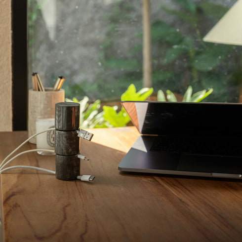 Cable Pillar Tower | Marble Cable Tidy and Desk Cable Organiser