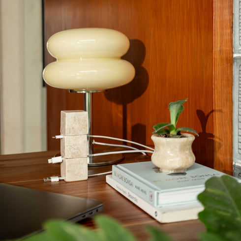 Cube Tower Marble Cable Holder and Desk Wire Tidy