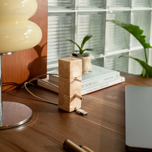 Cube Tower Marble Cable Holder and Desk Wire Tidy