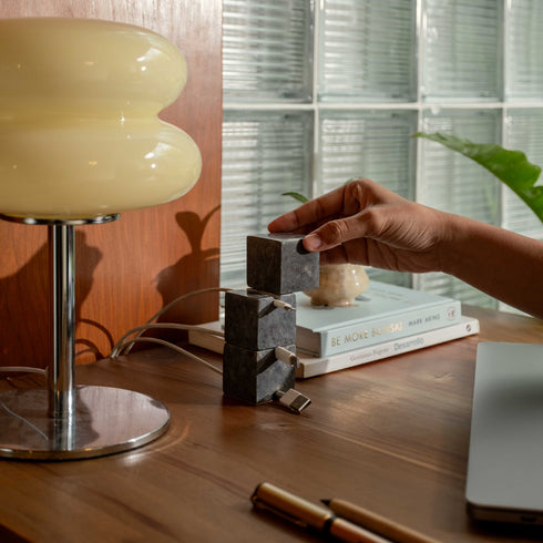 Cube Tower Marble Cable Holder and Desk Wire Tidy