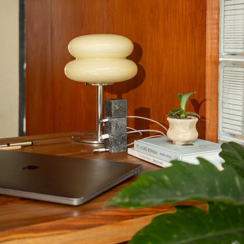Cube Tower Marble Cable Holder and Desk Wire Tidy