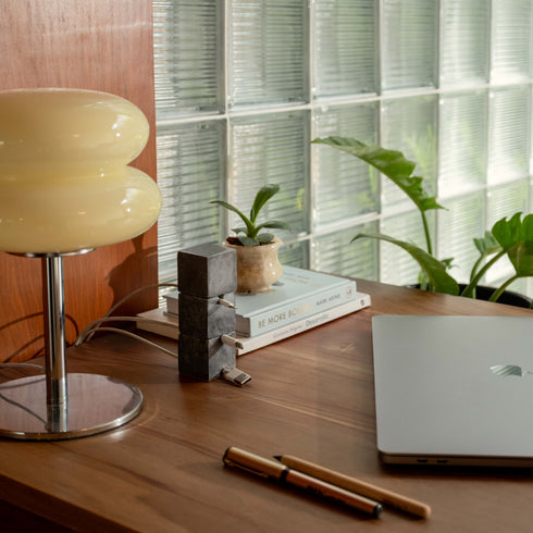 Cube Tower Marble Cable Holder and Desk Wire Tidy