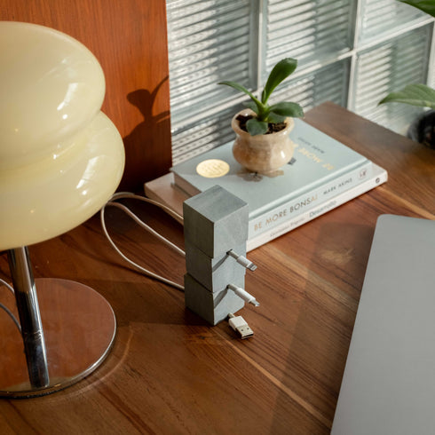 Cube Tower Marble Cable Holder and Desk Wire Tidy
