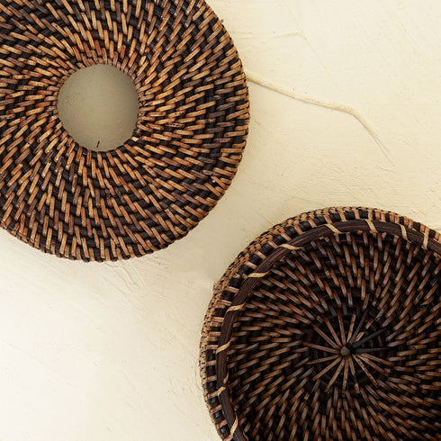 Rattan Round Tissue Holder Dark Brown