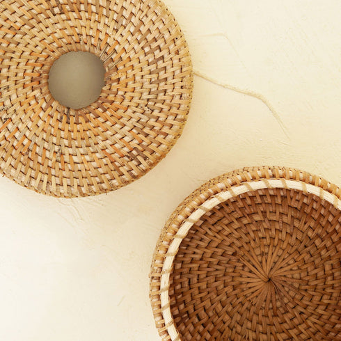 Natural Rattan Round Tissue Holder on top view