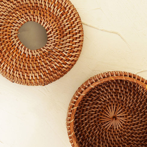 Rattan Round Tissue Box Honey Brown