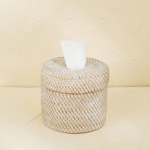 Round Rattan Tissue Holder