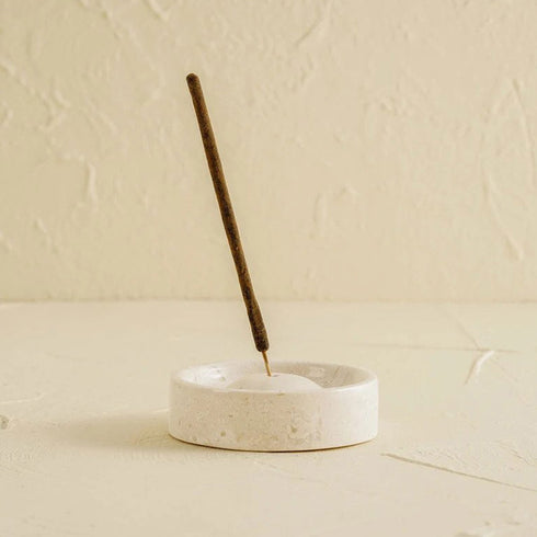 Beige Incense Holder Marble - Coastal Villa Homeware
