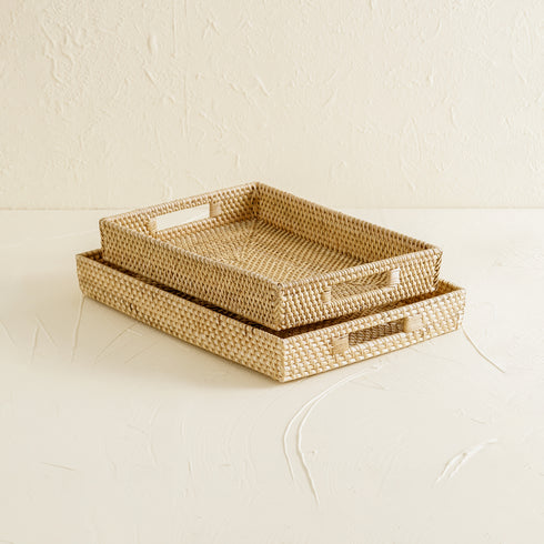 Natural Rattan tray - Rectangular Serving Tray - Coastal Villa Homeware