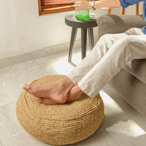 60cm Pouf/Pouffe floor cushion | Foot rest | Floor seating - Coastal Villa Homeware