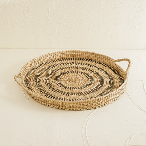 Spiral Patterned Tray with Handles - Coastal Villa Homeware