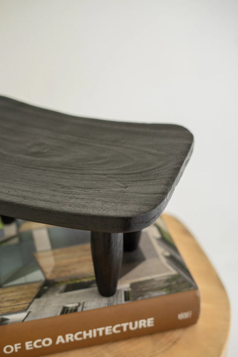 Mini Wooden Stool - Black - Coastal Villa Homeware