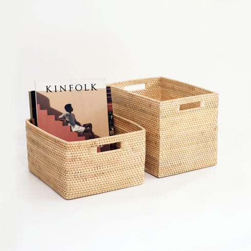 Rattan Storage Basket - Natural - Coastal Villa Homeware
