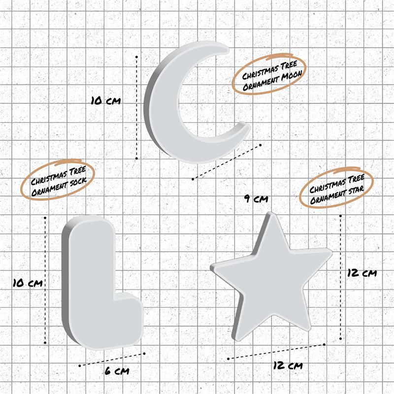 Rattan Christmas Tree Ornament Set dimensions