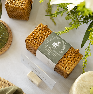 Personalised woven wedding favour box
