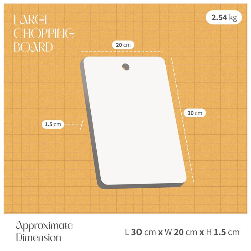 Beige Marble Chopping Board – Natural Stone Kitchen Board (2 Sizes) dimensions